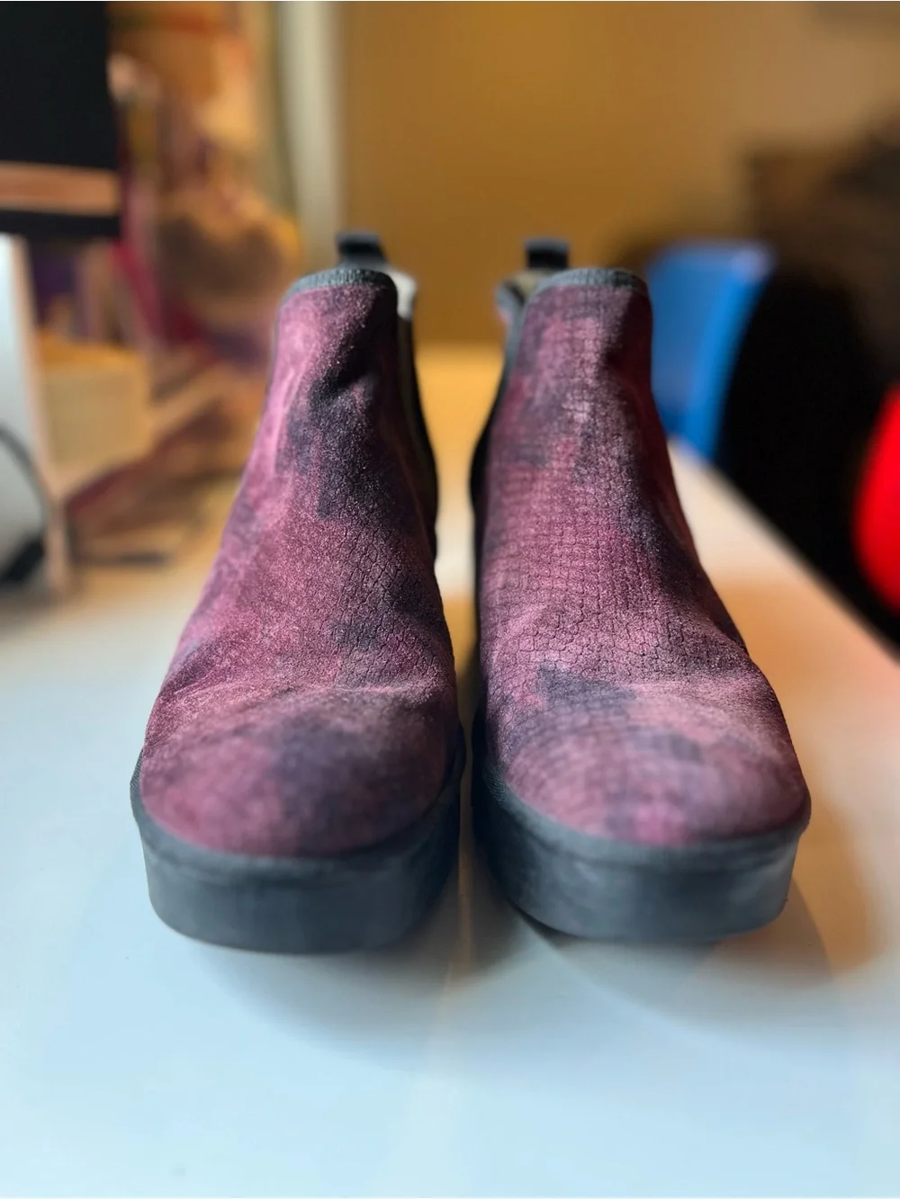 Fly London Byne Suede Chelsea Wedge Booties